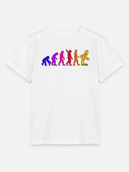 Klemmbaustein Evolution Menschheit Noppenbaustein - Stanley/Stella Kinder T-Shirt MINI CREATOR  - Weiß
