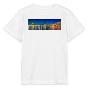 Vue nocturne de Cologne sur le Rhin - T-shirt bio MINI CREATOR Stanley/Stella Enfant - blanc - Devant - Maike (125cm)