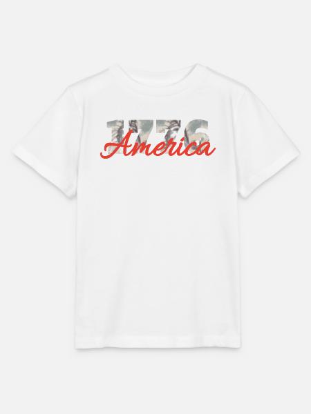 1776 America Script Overlay - Stanley/Stella Kinder T-Shirt MINI CREATOR - Weiß