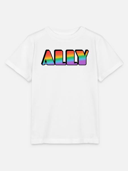 Ally Rainbow Letters - Stanley/Stella Kinder T-Shirt MINI CREATOR  - Weiß