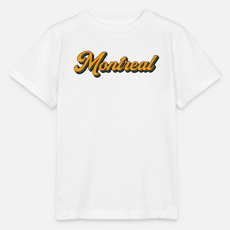 Montréal Retro Script Multicolore Shadow - T-shirt bio MINI CREATOR Stanley/Stella Enfant - blanc