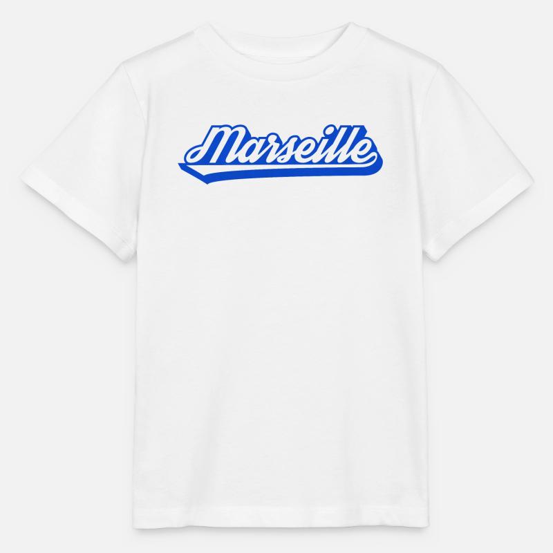 Marseille Rétro Blue Script - T-shirt bio MINI CREATOR Stanley/Stella Enfant - blanc
