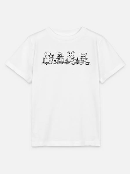Dining Dogs Line Art - Stanley/Stella Kinder T-Shirt MINI CREATOR  - Weiß