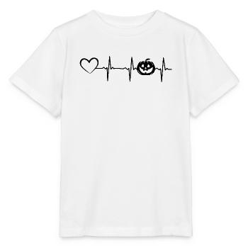 Halloween Citrouille Halloween Battement de cœur Citrouille de cœur - T-shirt bio MINI CREATOR Stanley/Stella Enfant - blanc - Devant - Maike (125cm)