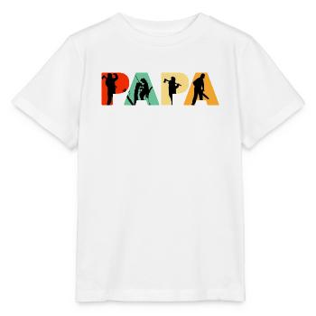 Papa Bûcheron, bûcheron, grimpeur d’arbres, arboriste, papa, - T-shirt bio MINI CREATOR Stanley/Stella Enfant - blanc - Devant - Maike (125cm)