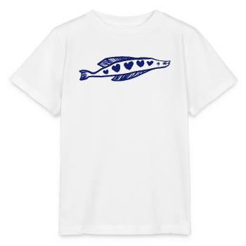 POISSON CŒUR - T-shirt bio MINI CREATOR Stanley/Stella Enfant - blanc - Devant - Maike (125cm)