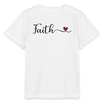 Typographie de la foi avec un cœur - T-shirt bio MINI CREATOR Stanley/Stella Enfant - blanc - Devant - Maike (125cm)