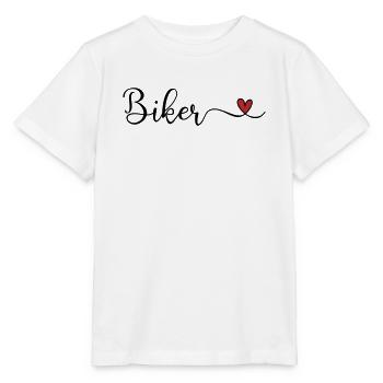 Biker with heart - Stanley/Stella MINI CREATOR Kids’ T-Shirt - white - Front - Maike (125cm)