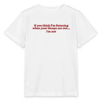 If You Think I’m Listening - Stanley/Stella Kinder T-Shirt MINI CREATOR  - Weiß - Vorne - Maike (125cm)