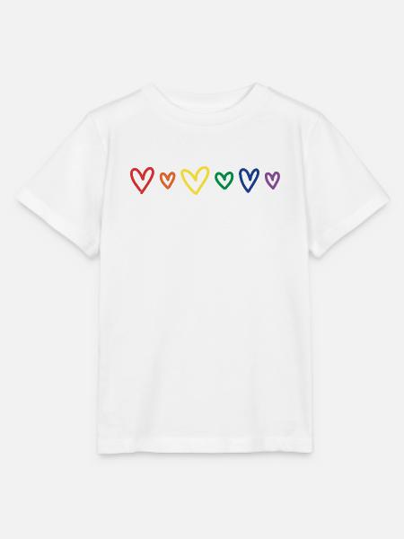 Hearts rainbow - Stanley/Stella Kinder T-Shirt MINI CREATOR - Weiß