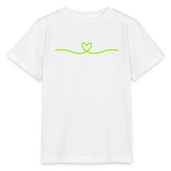 Minimal Herz Linie | Grünes Herz Design - Stanley/Stella Kinder T-Shirt MINI CREATOR  - Weiß - Vorne - Maike (125cm)