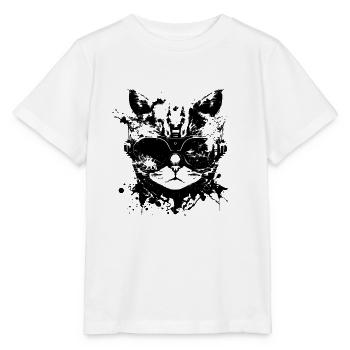 Cyberpunk Katze, Katzenkopf, Roboter, Cyborg - Stanley/Stella Kinder T-Shirt MINI CREATOR  - Weiß - Vorne - Maike (125cm)