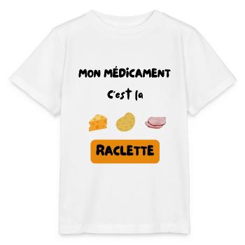 Mon médicament c'est la raclette Nourriture Humour - T-shirt bio MINI CREATOR Stanley/Stella Enfant - blanc - Devant - Maike (125cm)