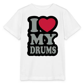 I love my drums - J'aime mes tambours - T-shirt bio MINI CREATOR Stanley/Stella Enfant - blanc - Devant - Maike (125cm)