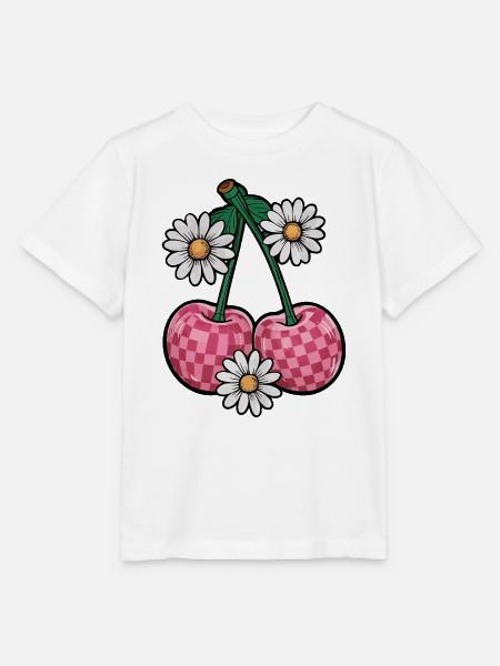 Charmante Kirsche und Gänseblümchen - Stanley/Stella Kinder T-Shirt MINI CREATOR - Weiß