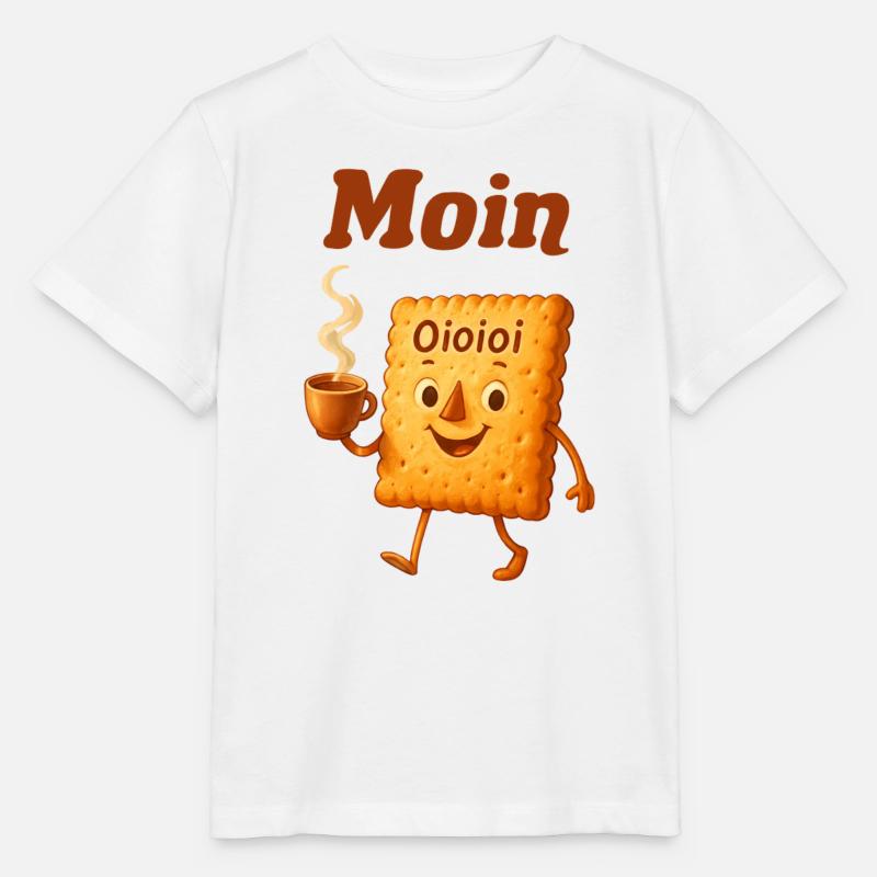 Moin biscuit dessin animé motif café - T-shirt bio MINI CREATOR Stanley/Stella Enfant - blanc