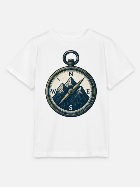 Compass Mountain Trek Azimut Wandergeschenk - Stanley/Stella Kinder T-Shirt MINI CREATOR - Weiß
