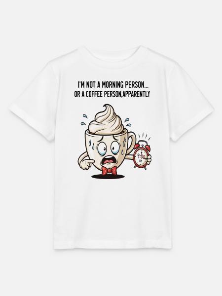 Ängstliche Morgentasse mit Wecker - Stanley/Stella Kinder T-Shirt MINI CREATOR  - Weiß