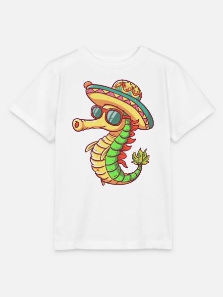 Seepferd Lustig Sombrero - Stanley/Stella Kinder T-Shirt MINI CREATOR - Weiß