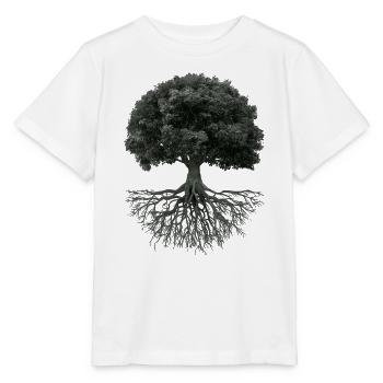 Lebensbaum mit Wurzeln – Schwarzweiß - Stanley/Stella Kinder T-Shirt MINI CREATOR  - Weiß - Vorne - Maike (125cm)