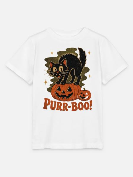 Purrr-BOO Halloween Katze - Stanley/Stella Kinder T-Shirt MINI CREATOR  - Weiß