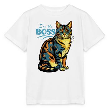 Ich bin der Chef Katzenprint - Stanley/Stella Kinder T-Shirt MINI CREATOR  - Weiß - Vorne - Maike (125cm)