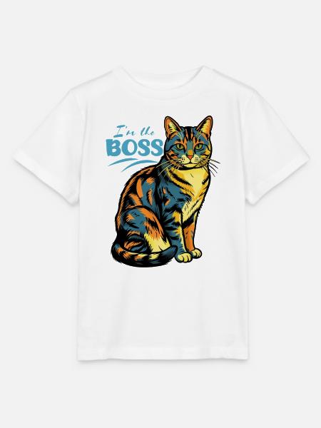 Ich bin der Chef Katzenprint - Stanley/Stella Kinder T-Shirt MINI CREATOR - Weiß