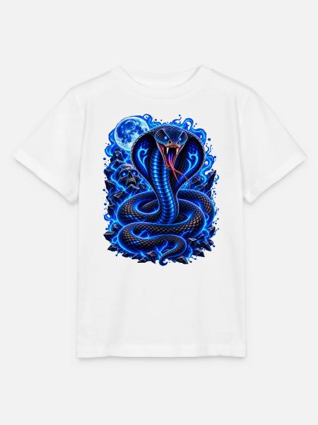 Blaue Neon Kobra - Stanley/Stella Kinder T-Shirt MINI CREATOR - Weiß