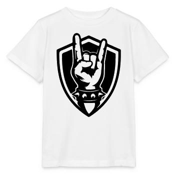 Rock Handzeichen Wappen Symbol Schwarz - Stanley/Stella Kinder T-Shirt MINI CREATOR  - Weiß - Vorne - Maike (125cm)