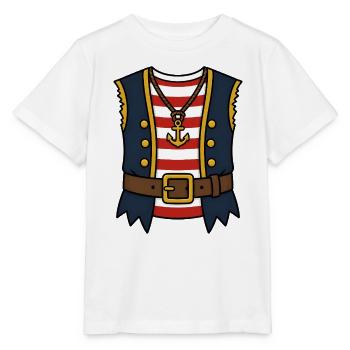 Piraten Kostüm Shirt Fake Outfit Streifen Weste - Stanley/Stella Kinder T-Shirt MINI CREATOR  - Weiß - Vorne - Maike (125cm)