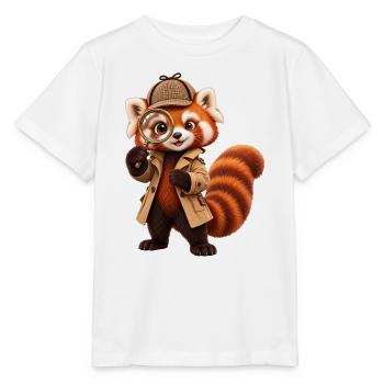 Roter Panda-Detektiv mit Lupe - Stanley/Stella Kinder T-Shirt MINI CREATOR  - Weiß - Vorne - Maike (125cm)