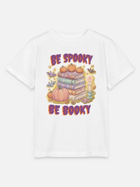 Cozy „Be Spooky Be Booky“ Halloween - Stanley/Stella Kinder T-Shirt MINI CREATOR - Weiß