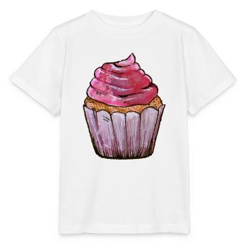 Pink Frost Cupcake Aquarell - Stanley/Stella Kinder T-Shirt MINI CREATOR  - Weiß - Vorne - Maike (125cm)
