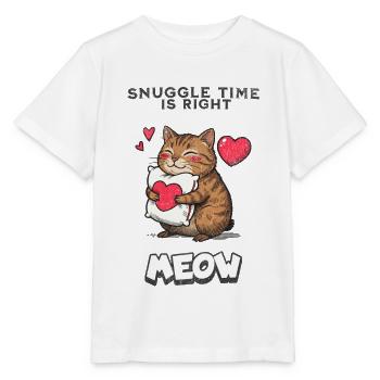 Snuggle Time Is Right Meow Katze Kuscheln Geschenk - Stanley/Stella Kinder T-Shirt MINI CREATOR  - Weiß - Vorne - Maike (125cm)