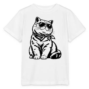 American Shorthair Katze – Cooler Biker Style - Stanley/Stella Kinder T-Shirt MINI CREATOR  - Weiß - Vorne - Maike (125cm)
