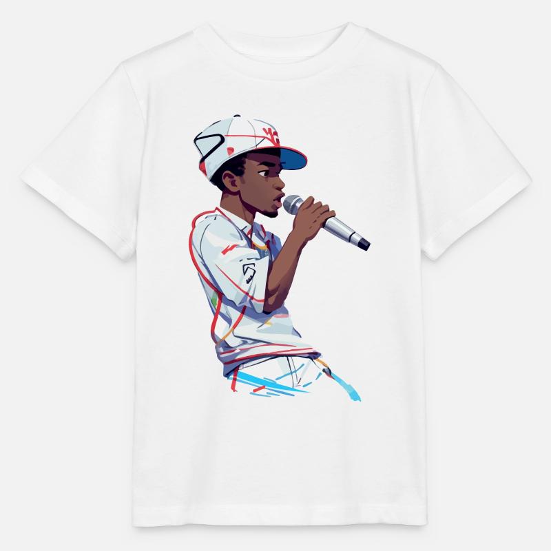 Schwarzer Rapper hält ein Mikrofon in der Hand - Stanley/Stella Kinder T-Shirt MINI CREATOR  - Weiß