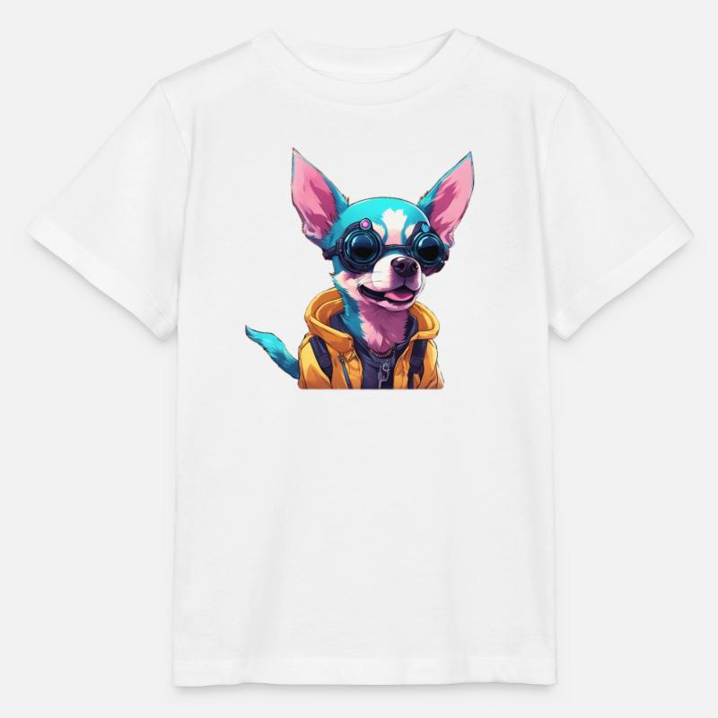 TechTails // Chien Cyberpunk - T-shirt bio MINI CREATOR Stanley/Stella Enfant - blanc