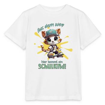 Hier kommt ein Schulkind! - Schulanfang 1. Klasse - Stanley/Stella Kinder T-Shirt MINI CREATOR  - Weiß - Vorne - Maike (125cm)