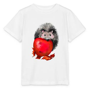 Igel mit Apfel - Stanley/Stella Kinder T-Shirt MINI CREATOR  - Weiß - Vorne - Maike (125cm)