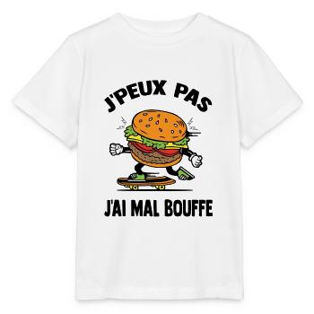 j'peux pas j'ai mal bouffe,hamburger,humour - T-shirt bio MINI CREATOR Stanley/Stella Enfant - blanc - Devant - Maike (125cm)