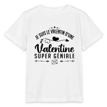 je suis le valentin d'une valentine super génial - T-shirt bio MINI CREATOR Stanley/Stella Enfant - blanc - Devant - Maike (125cm)