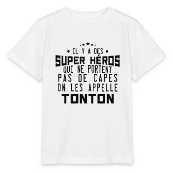 il y a des super-héros ... tonton - T-shirt bio MINI CREATOR Stanley/Stella Enfant - blanc - Devant - Maike (125cm)