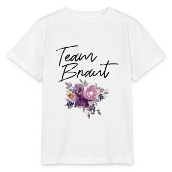 Team Braut - Junggesellinnenabschied lila Blumen - Stanley/Stella Kinder T-Shirt MINI CREATOR  - Weiß - Vorne - Maike (125cm)