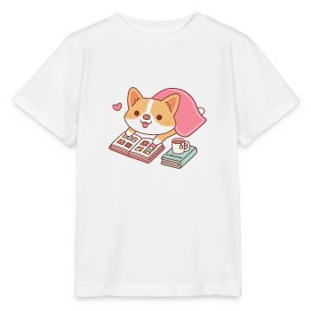 Mignon Corgi Aime Lire Des Mangas - T-shirt bio MINI CREATOR Stanley/Stella Enfant - blanc - Devant - Maike (125cm)