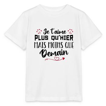 Je t’aime plus qu’hier mais moins que demain - T-shirt bio MINI CREATOR Stanley/Stella Enfant - blanc - Devant - Maike (125cm)