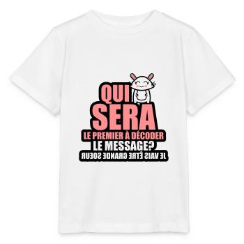 qui va décoder message je vais être grande soeur - T-shirt bio MINI CREATOR Stanley/Stella Enfant - blanc - Devant - Maike (125cm)