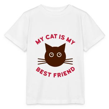 Mon chat est mon meilleur ami (chat visage) - T-shirt bio MINI CREATOR Stanley/Stella Enfant - blanc - Devant - Maike (125cm)