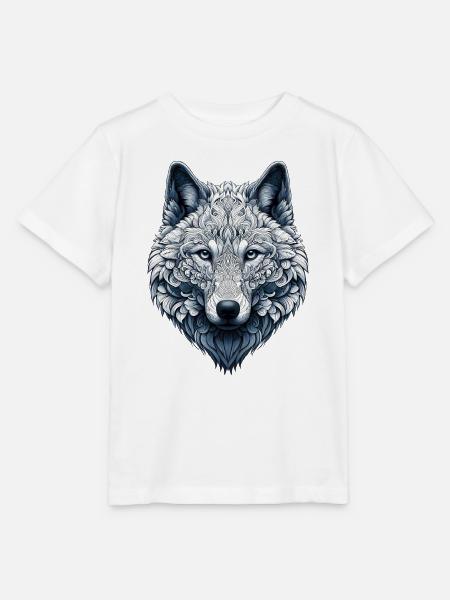 Wolf mit Mandalas verziert - Stanley/Stella Kinder T-Shirt MINI CREATOR - Weiß
