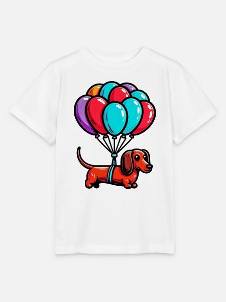 Dackelhund mit Luftballons - Stanley/Stella Kinder T-Shirt MINI CREATOR  - Weiß