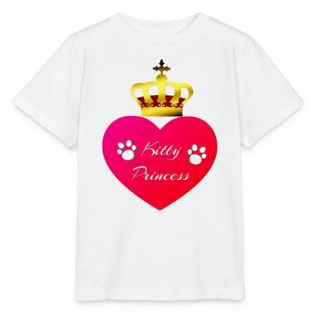 Kitty Princess Herz mit Kronen Silhouette - Stanley/Stella Kinder T-Shirt MINI CREATOR  - Weiß - Vorne - Maike (125cm)